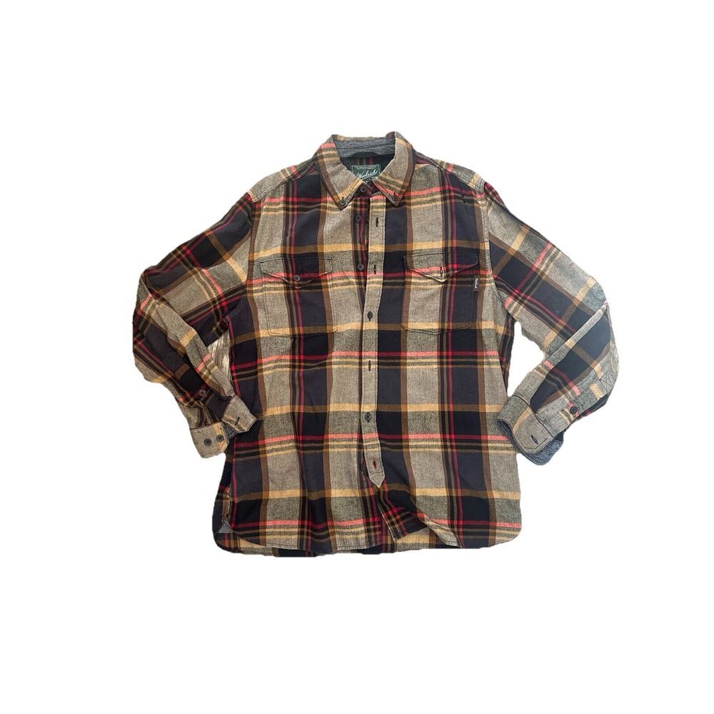 Men's Woolrich Medium Flannel Plaid Button Up Brown